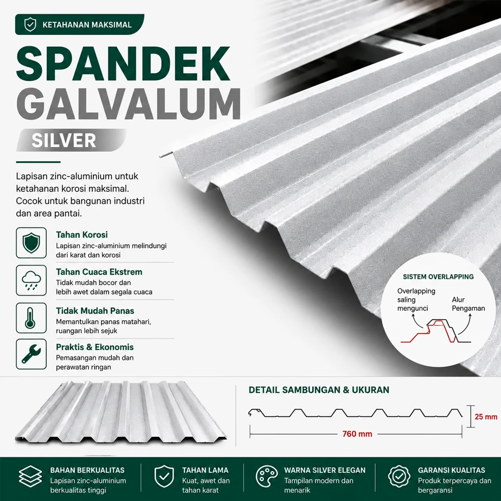Pilihan produk spandek galvalum untuk atap bangunan di Medan