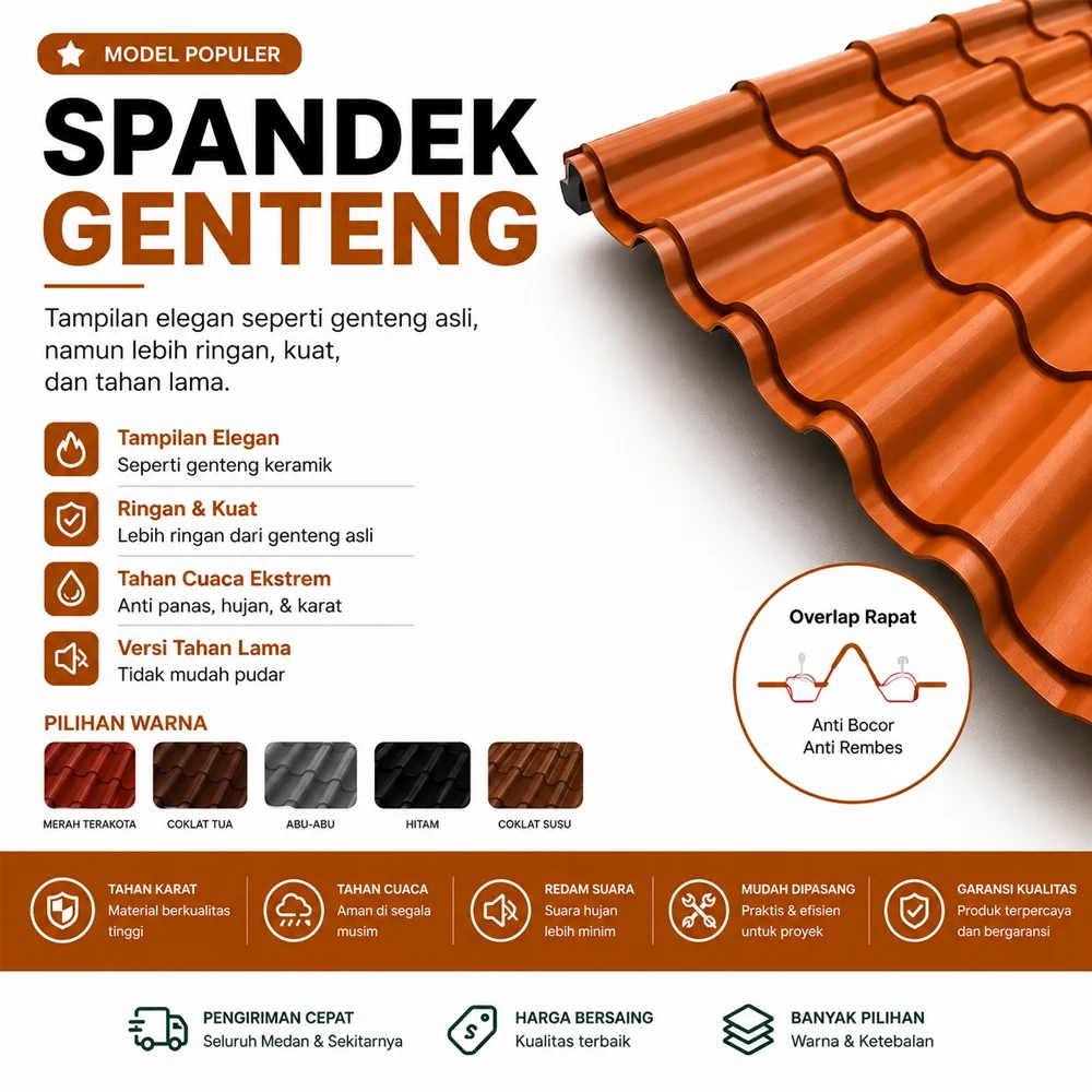Spandek genteng premium dengan tampilan elegan dan tahan lama