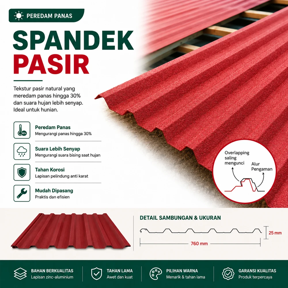 Pilihan produk spandek pasir untuk atap bangunan di Medan