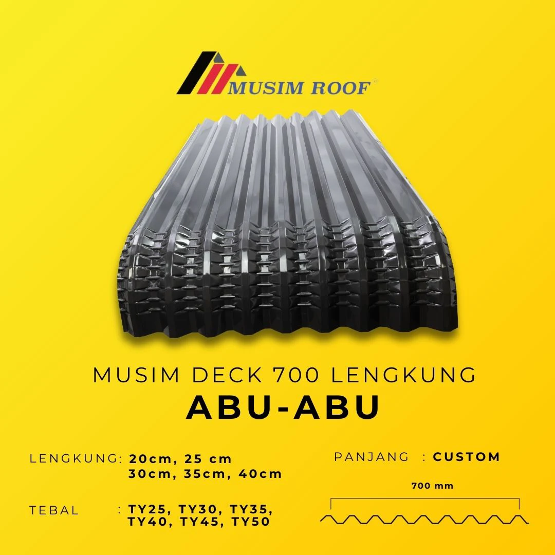 spesifikasi musim deck 700 lengkung abu - abu