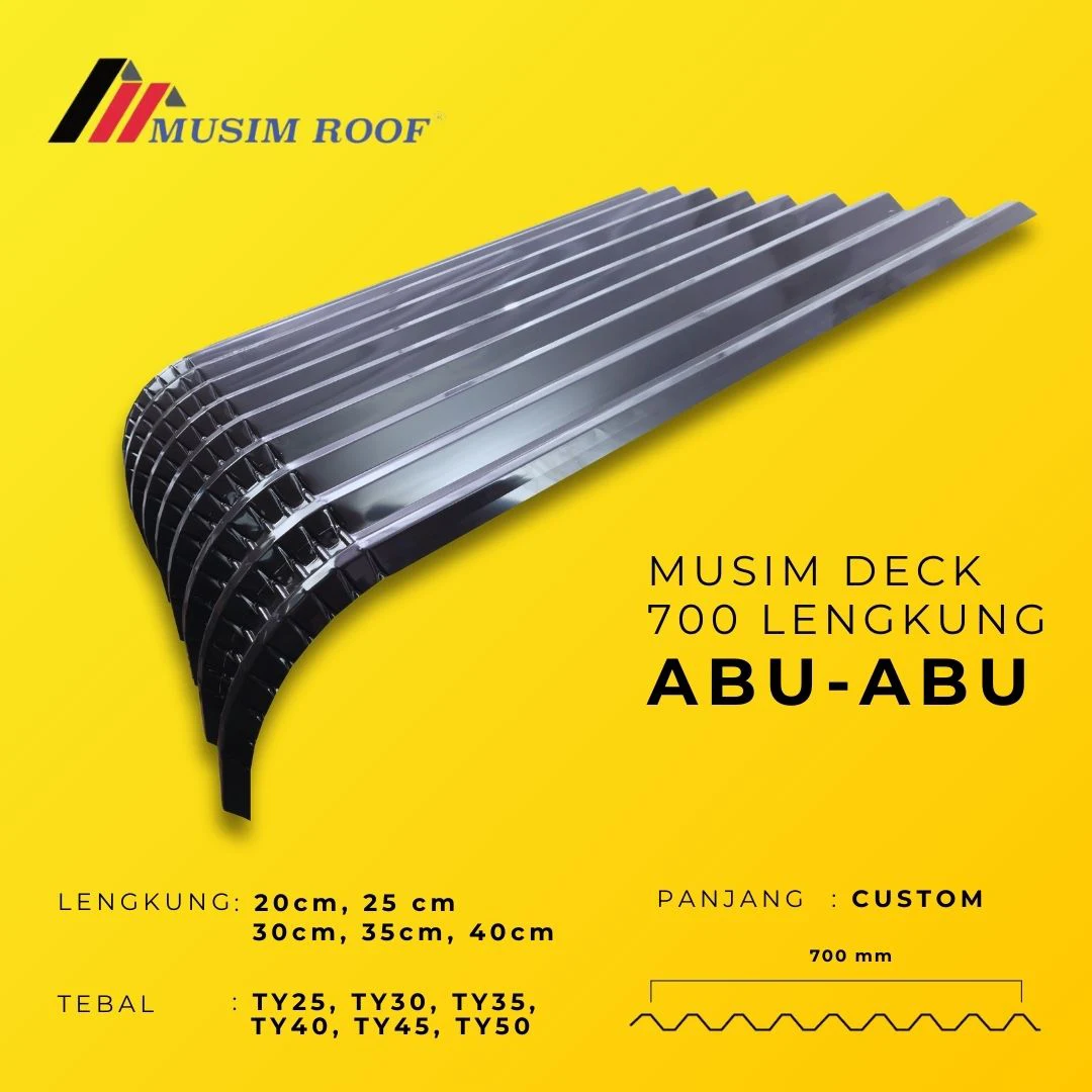 spesifikasi musim deck 700 lengkung abu - abu