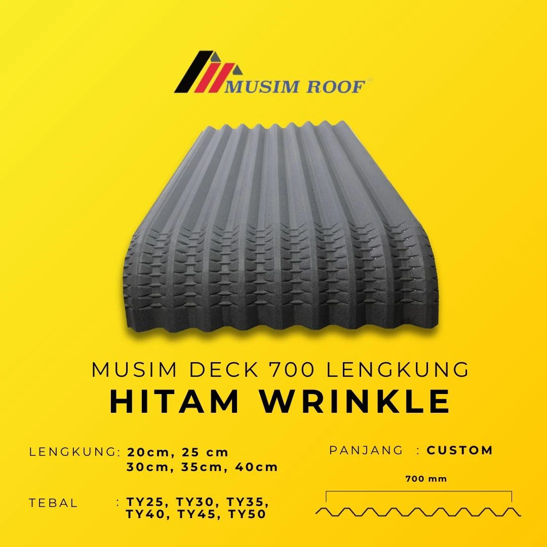 spesifikasi musim deck 700 lengkung hitam wrinkle