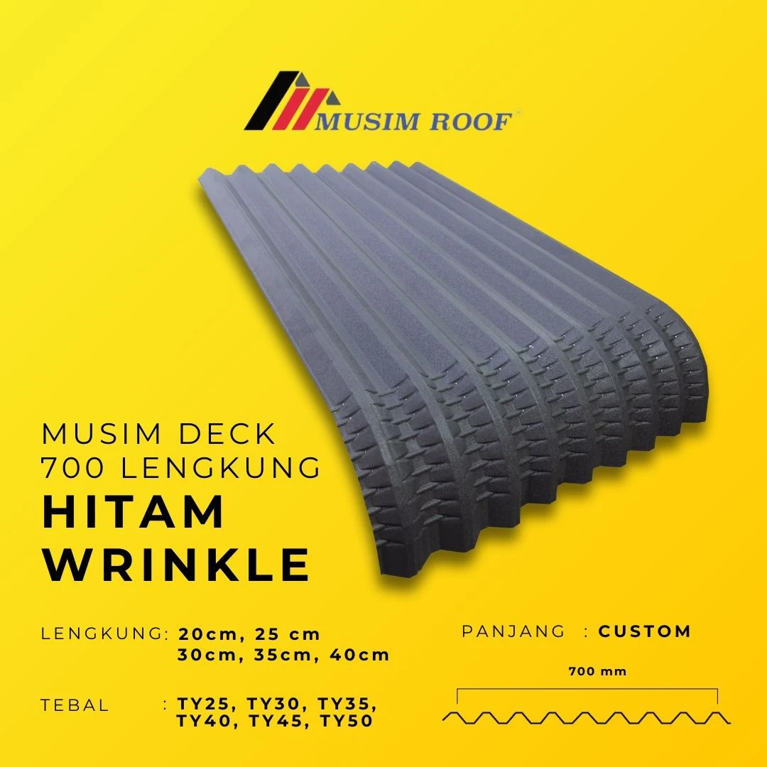 spesifikasi musim deck 700 lengkung hitam wrinkle