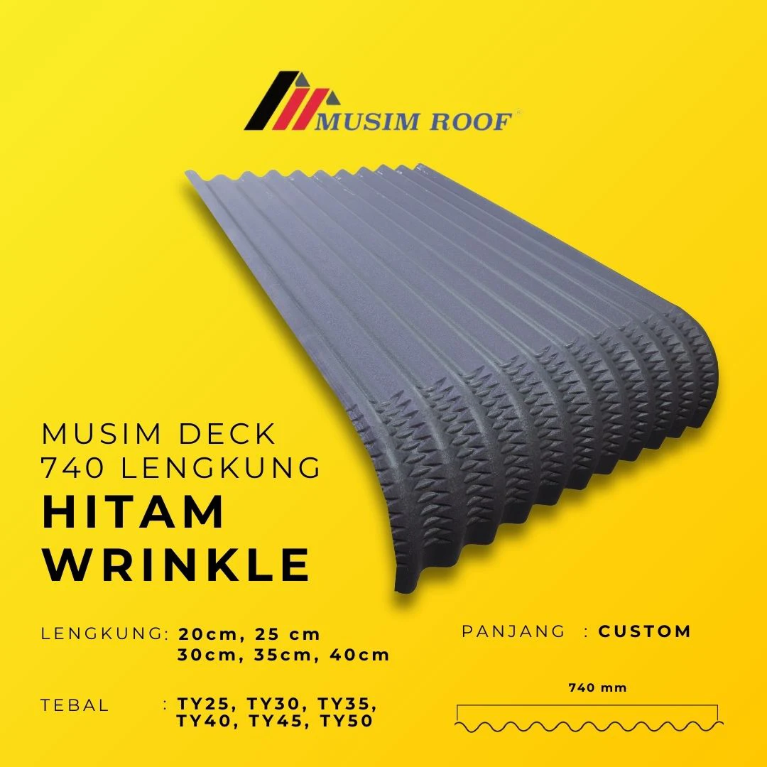 spesifikasi musim deck 740 lengkung hitam wrinkle