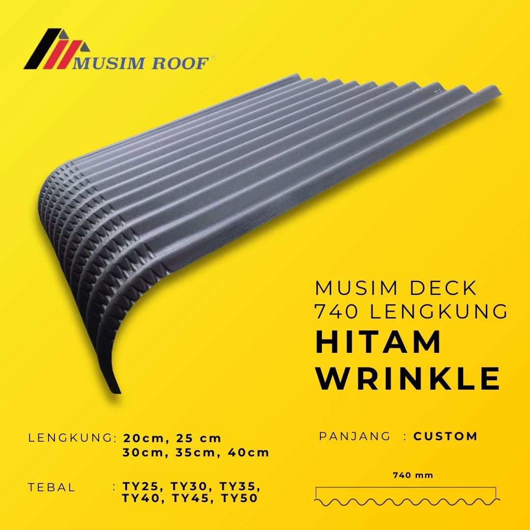 spesifikasi musim deck 740 lengkung hitam wrinkle