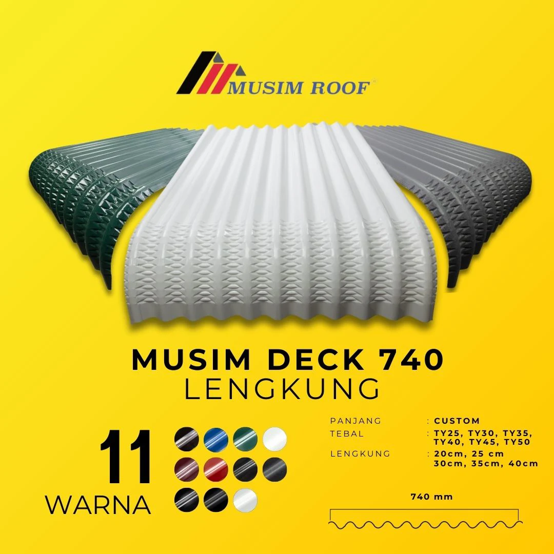 musim deck 740 mm lengkung