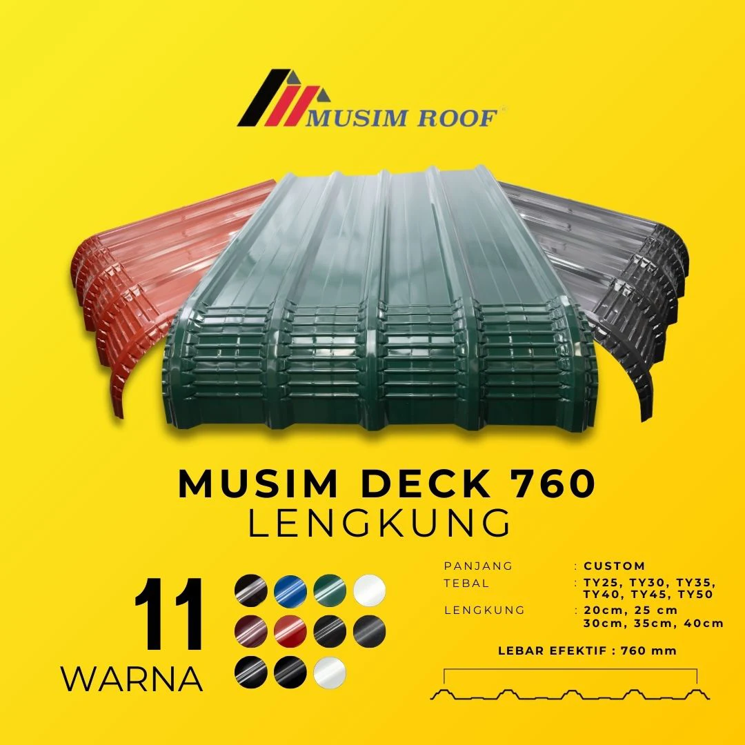 musim deck 760 mm lengkung