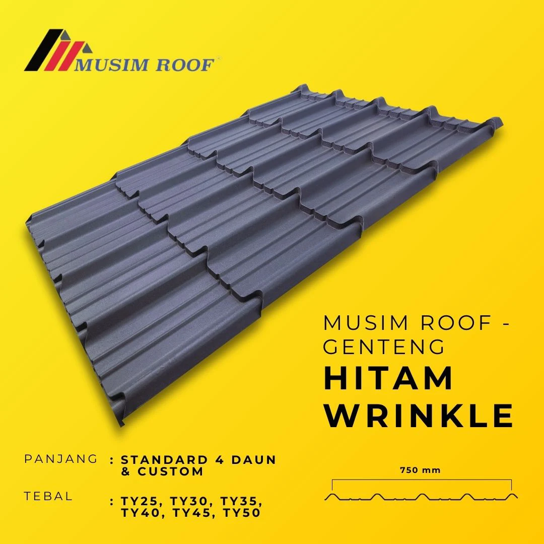 spesifikasi musim roof genteng hitam wrinkle