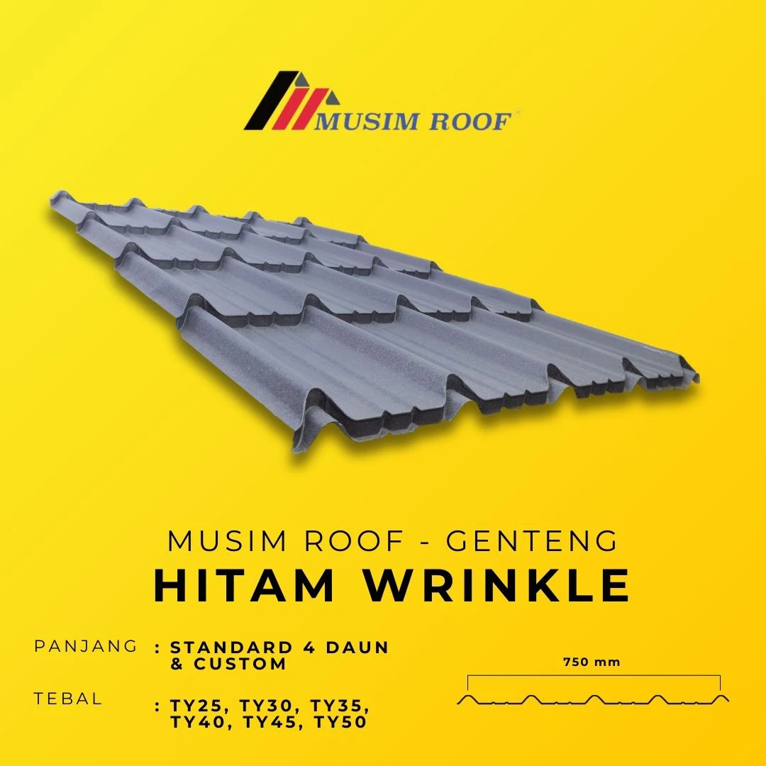 spesifikasi musim roof genteng hitam wrinkle