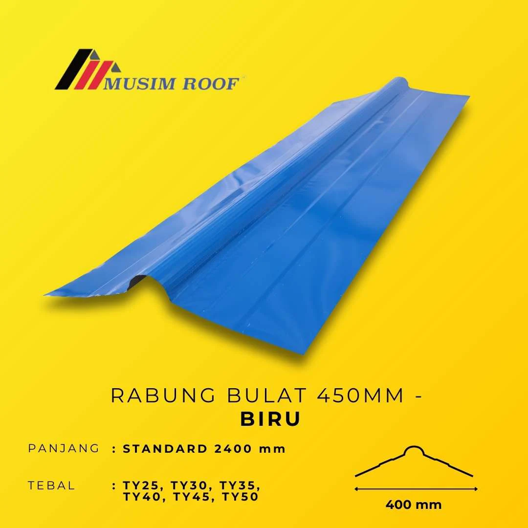 spesifikasi rabung bulat 450mm biru
