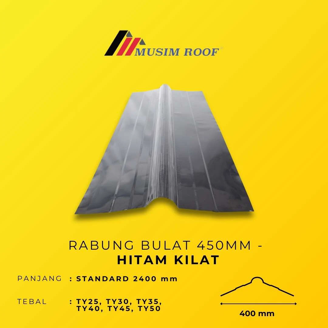 spesifikasi rabung bulat 450mm hitam kilat