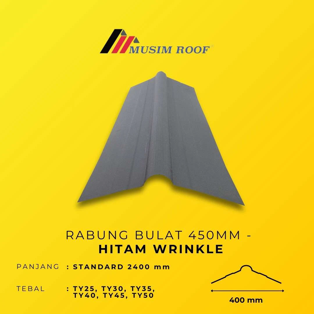 spesifikasi rabung bulat 450mm hitam wrinkle