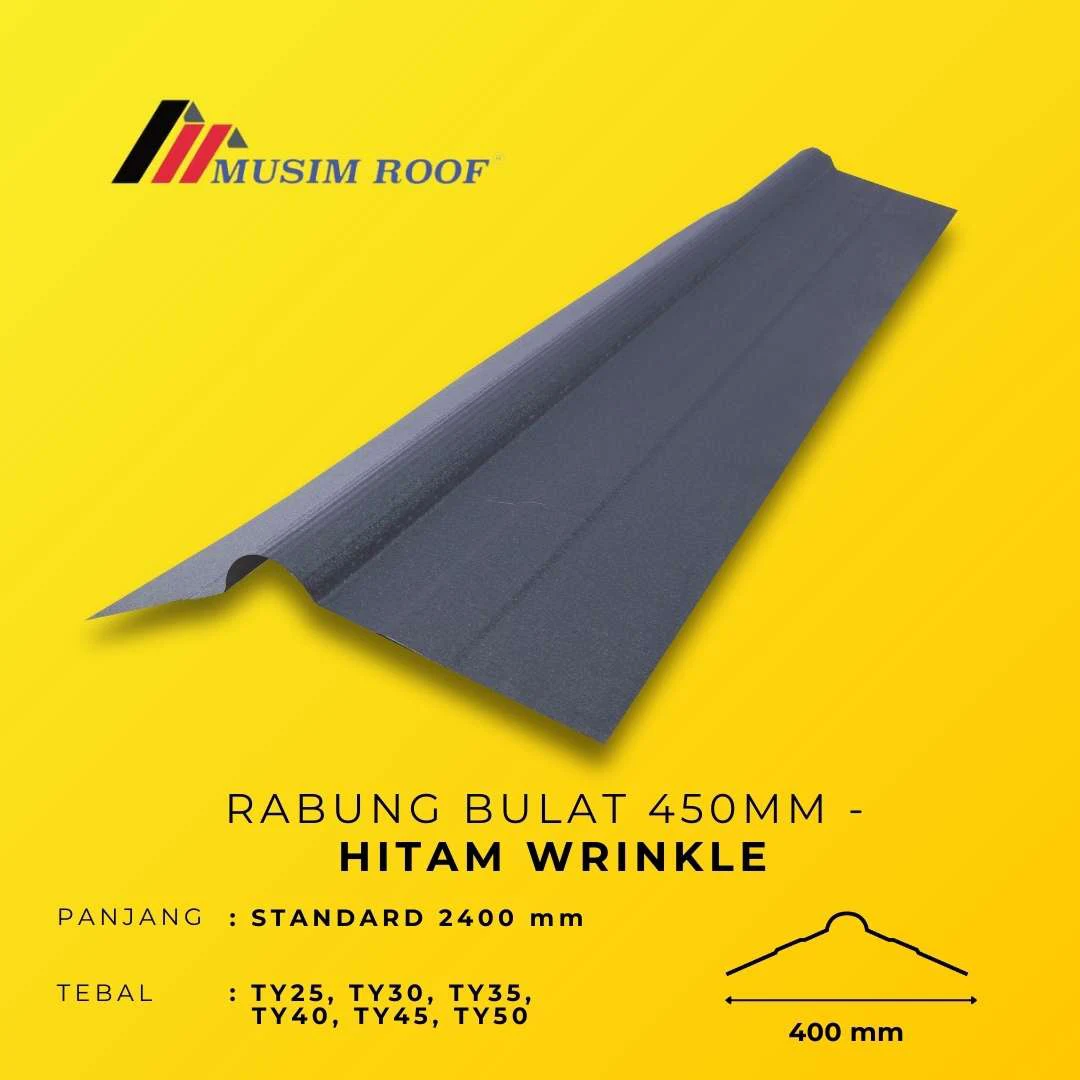 spesifikasi rabung bulat 450mm hitam wrinkle