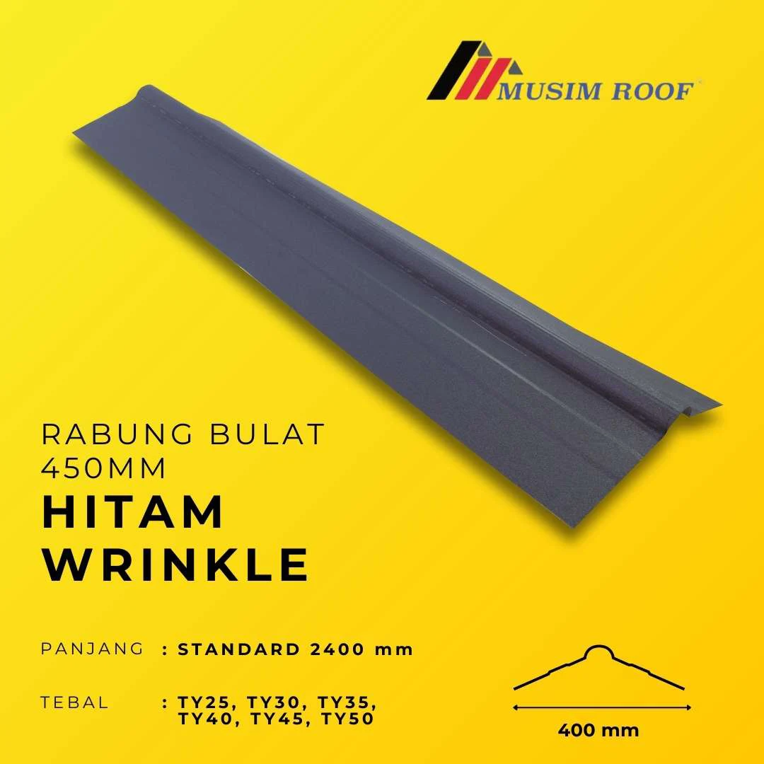 spesifikasi rabung bulat 450mm hitam wrinkle