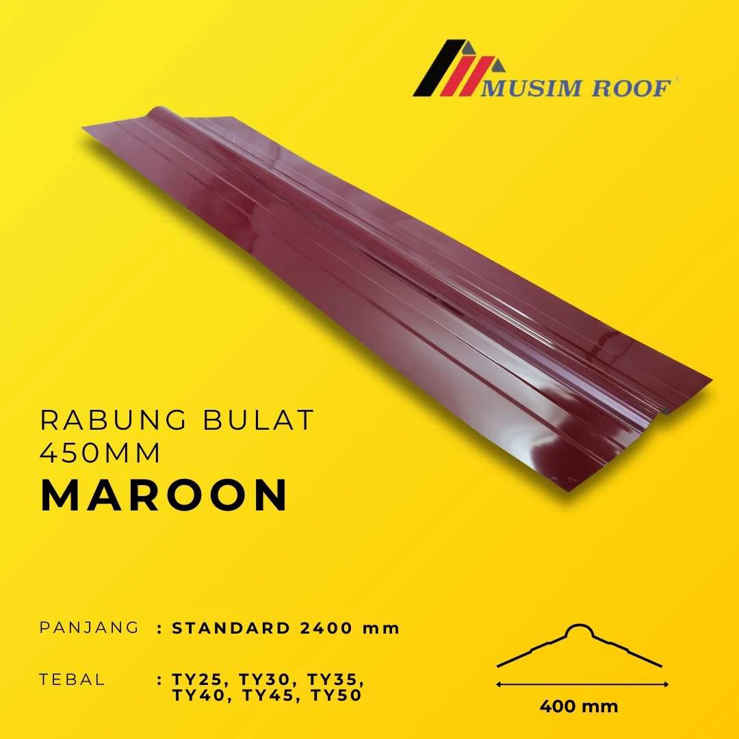 spesifikasi rabung bulat 450mm maroon