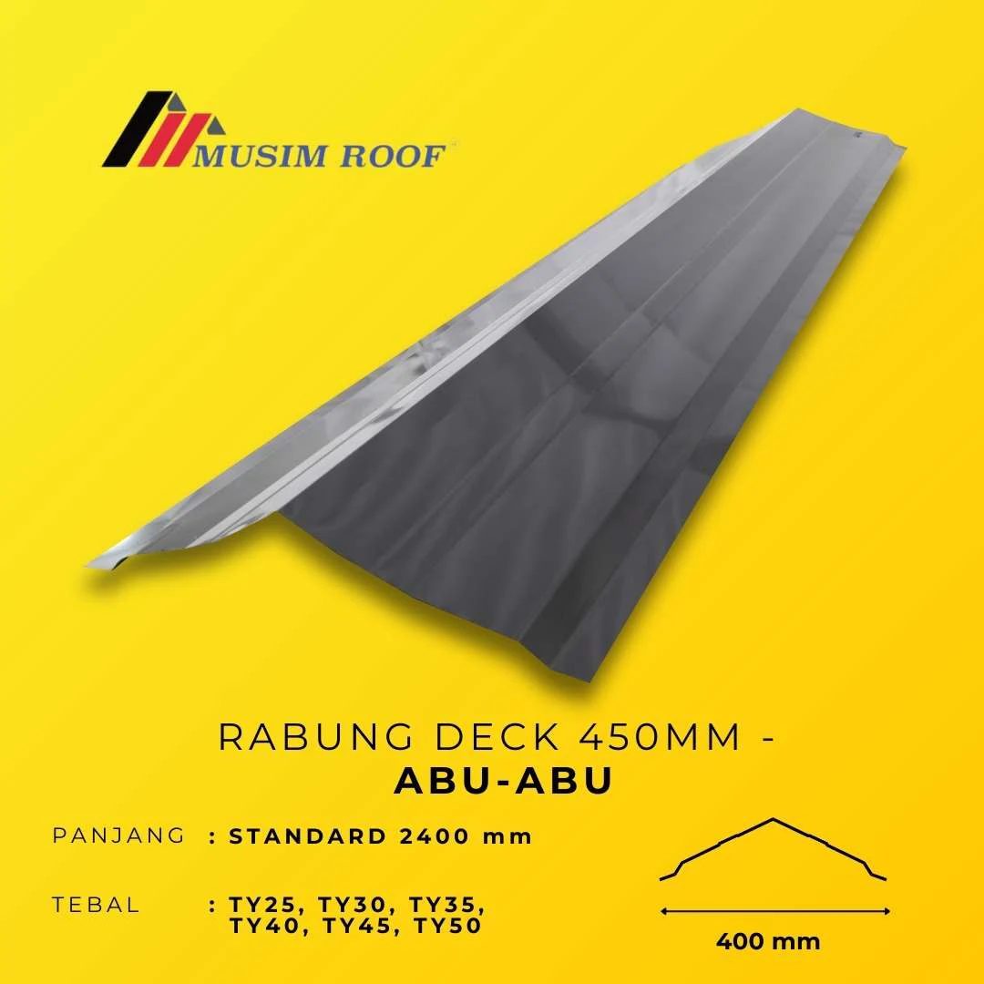 spesifikasi rabung deck 450mm abu - abu