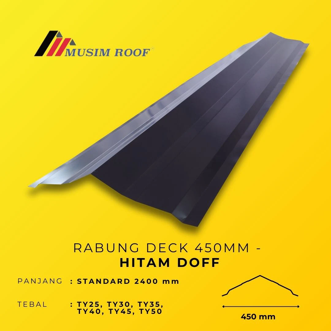 spesifikasi rabung deck 450mm hitam doff