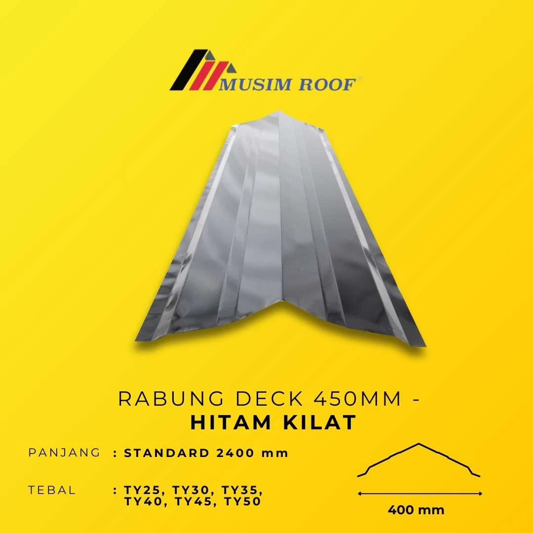 spesifikasi rabung deck 450mm hitam kilat