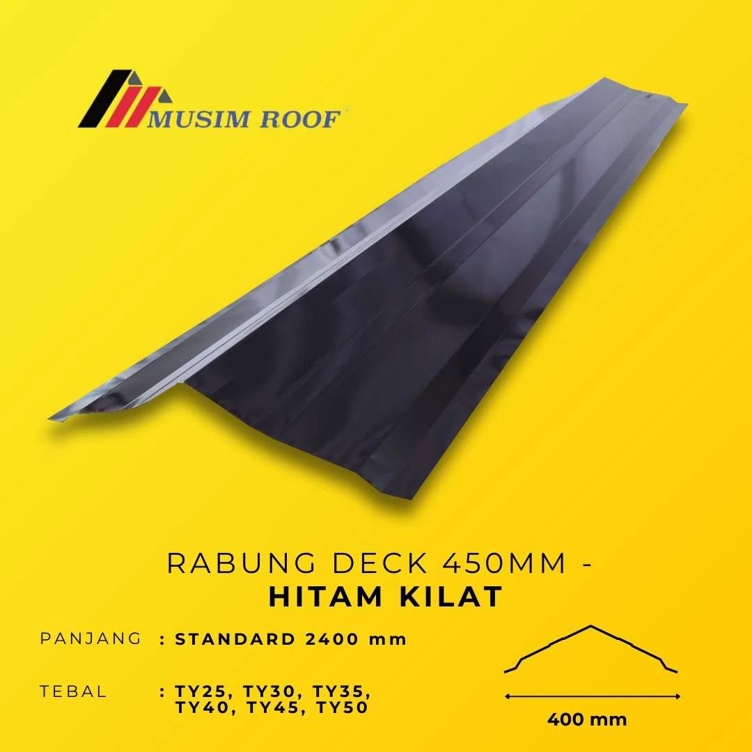 spesifikasi rabung deck 450mm hitam kilat
