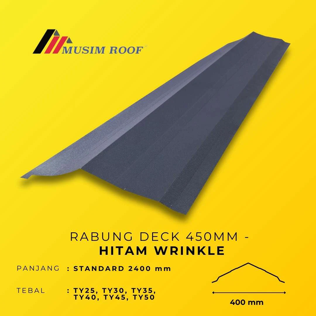 spesifikasi rabung deck 450mm hitam wrinkle