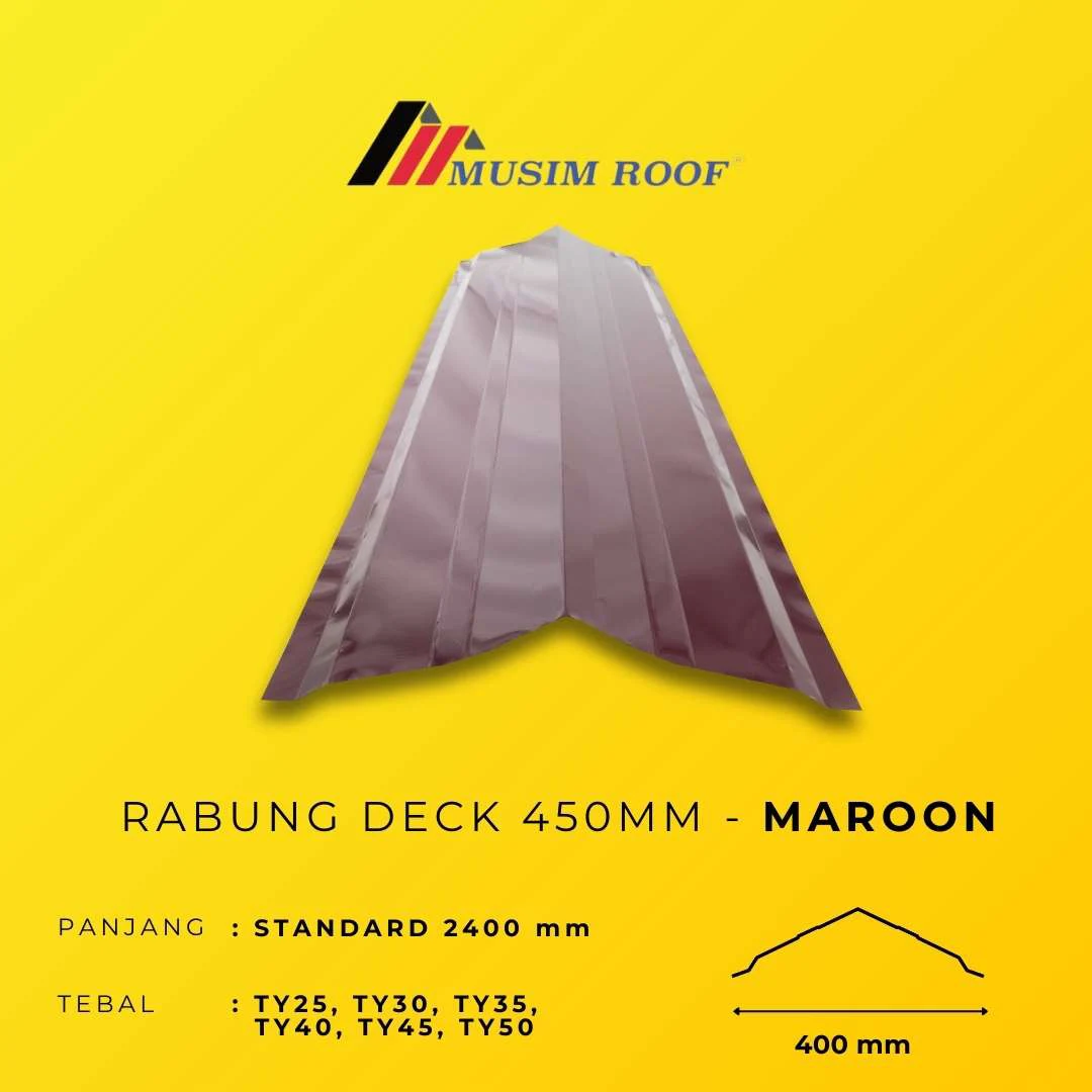 spesifikasi rabung deck 450mm maroon