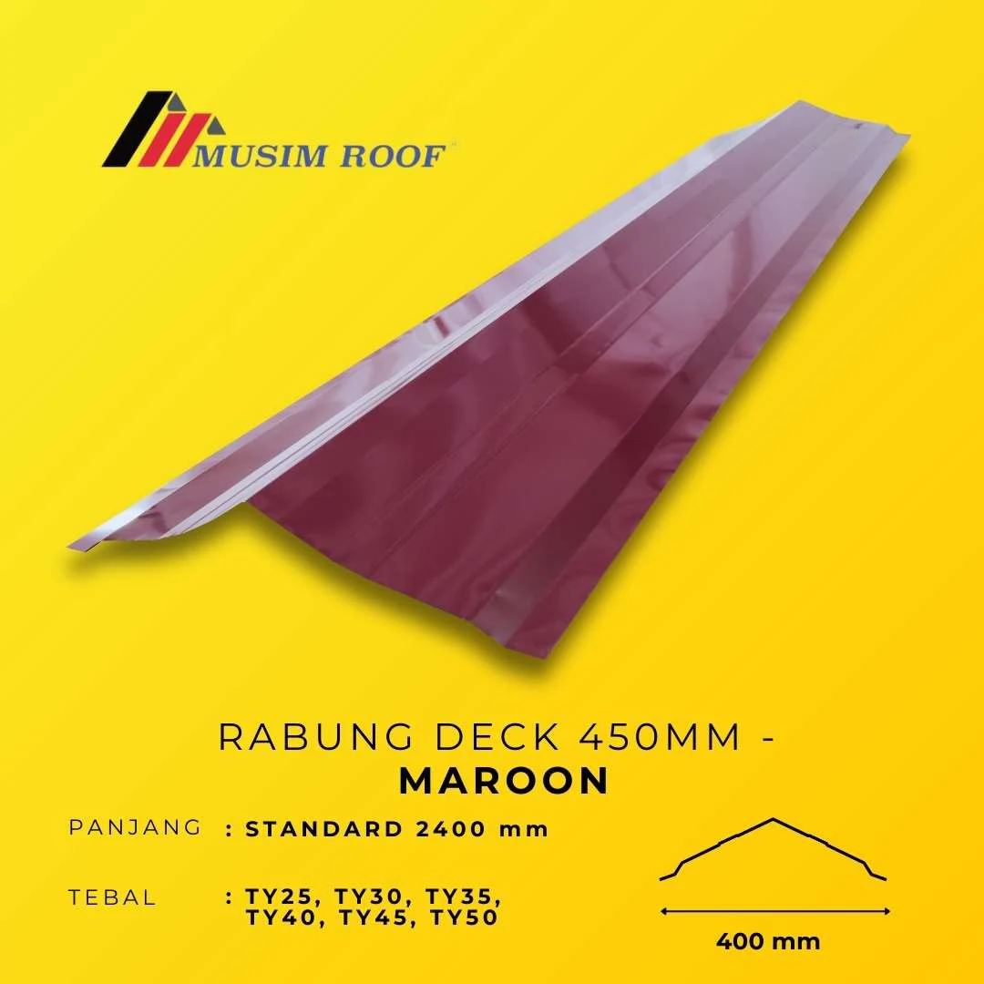 spesifikasi rabung deck 450mm maroon