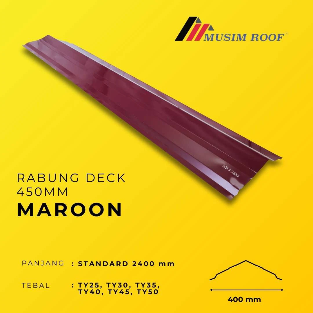 spesifikasi rabung deck 450mm maroon